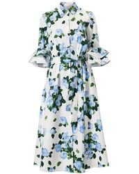 Carolina Herrera - Rose-Print Shirt Dress - Lyst