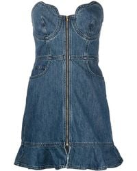 Self-Portrait - Sweetheart Denim Minidress - Lyst