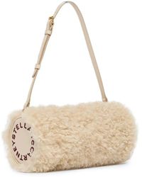 Stella McCartney - Logo-Patch Faux-Shearling Shoulder Bag - Lyst