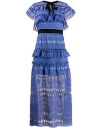 Self-Portrait Jurk Met Detail Van Kant - Blauw