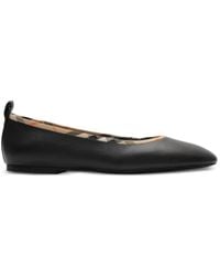 Burberry - Robin Ballerinas Aus Leder Mit Check-Besatz - Lyst