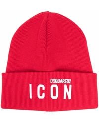 DSquared² - Icon Logo-embroidered Knitted Beanie - Lyst