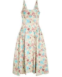 Isolda - Palacete Midi-Jurk Met Bloemenprint - Lyst