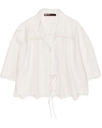 Bimba Y Lola - Linen Shirt With Ties And Lace - Lyst