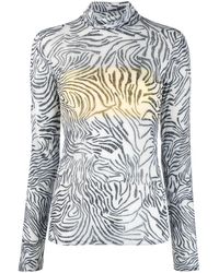 Patrizia Pepe - Zebra-print Roll-neck T-shirt - Lyst