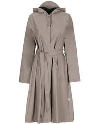 Rains - Hooded Belted Coat - Lyst