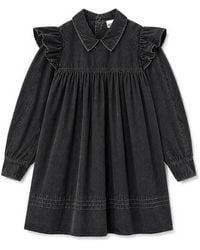 Ganni - Ruffled Washed Mini Dress - Lyst