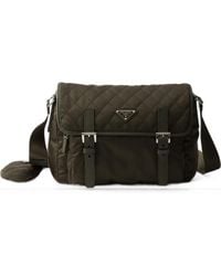 Prada - Large Quilted Re-Nylon Shoulder Bag With Saffiano Trim - Lyst