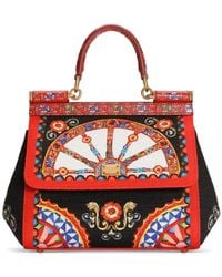 Dolce & Gabbana - Small Carretto-Print Sicily Handbag - Lyst