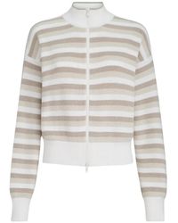 Brunello Cucinelli - Ribbed Striped Cardigan - Lyst