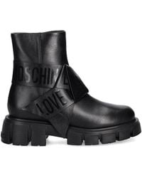 Love Moschino - Logo-Tape Ankle Boots - Lyst