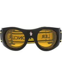 Moncler Runde Sonnenbrille mit Logo-Riemen - Gelb