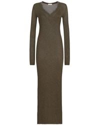 Brunello Cucinelli - Sparkling Rib-Knit Dress With Precious Collar - Lyst