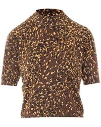 Twinset - Animal-Print High-Neck T-Shirt - Lyst