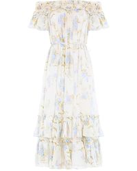 Needle & Thread - Gerüschtes Midikleid Mit Blumen - Lyst