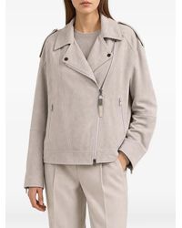 Brunello Cucinelli - Suede Biker Jacket - Lyst