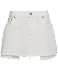 Miu Miu - Frayed-Hem Denim Mini Skirt - Lyst