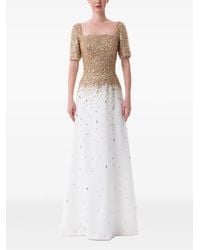 Dina Melwani - Crystal-Embellished Square-Neck Maxi Dress - Lyst