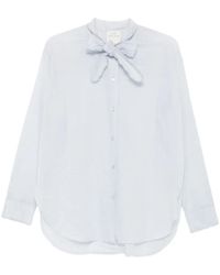 forte_forte - Katoenen Blouse Met Strikkraag - Lyst