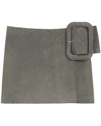 Ami Paris - Goat Leather Big Buckle Belted Mini Skirt - Lyst