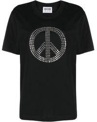 Moschino - Rhinestone Peace Sign T-shirt - Lyst