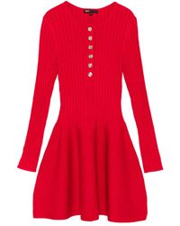 Maje - Vestido de canalé con botones en el frente - Lyst