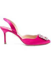 Manolo Blahnik - Hangisli Crystal-Buckle Pumps - Lyst