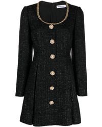 Self-Portrait - Embellished Pleated Metallic Bouclé-tweed Mini Dress - Lyst