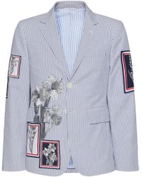 Thom Browne - Striped Floral-Embroidered Blazer - Lyst
