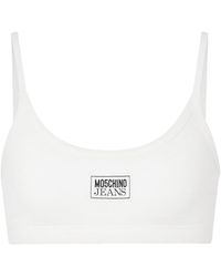 Moschino Jeans - Logo-appliqué Ribbed Bra Top - Lyst