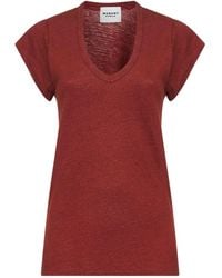 Isabel Marant - Geripptes T-Shirt mit V-Ausschnitt - Lyst