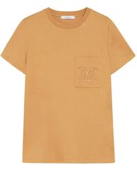 Max Mara - Monogram-Embroidered Chest-Pocket T-Shirt - Lyst
