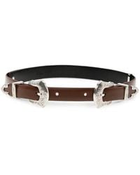 Toga - Engraved Metal-Plaque Leather Belt - Lyst