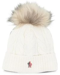 Moncler - Cable-Knit Pompom Beanie Hat - Lyst