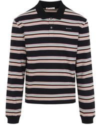 Marni - Striped Long-Sleeve Polo Shirt - Lyst