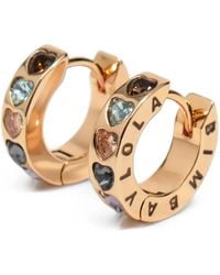 Bimba Y Lola - Small Crystals Heart-Logo Hoop Earrings - Lyst
