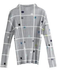 Pleats Please Issey Miyake - Geplooide Geruite Top - Lyst