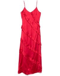 Twinset - Ruffled Satin Maxi Dress - Lyst