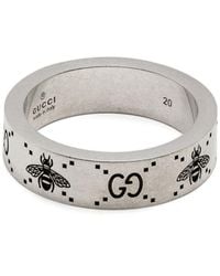 Gucci - GG And Bee Engraved Wide Ring - Lyst