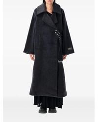 Ganni - Double-Face Wool Lace-Up Coat - Lyst