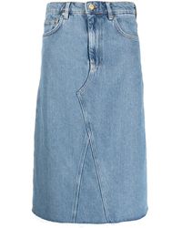 Ganni - High-Waist Denim Skirt - Lyst
