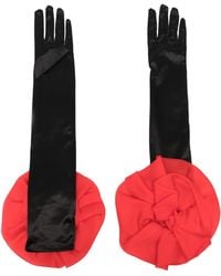 Parlor - Floral-Appliqué Satin Gloves - Lyst