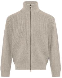 Yves Salomon - Ribbed-Knit Zip-Up Cardigan - Lyst