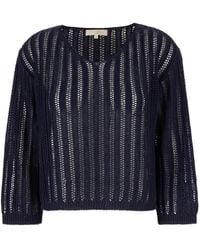 Antonelli - V-Neck Open Knit Sweater - Lyst