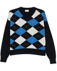 Marella - Buono Argyle-Intarsia V-Neck Sweater - Lyst
