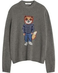 Maison Kitsuné - Dressed Fox Intarsia Wool Jumper - Lyst