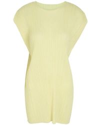 Pleats Please Issey Miyake - Pleated Cap-Sleeve Tunic Mini Dress - Lyst