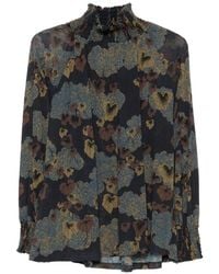 Siyu - Floral-Print Smocked-Neck Blouse - Lyst