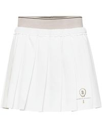 Brunello Cucinelli - Logo-embroidered Pleated Mini Skirt - Lyst