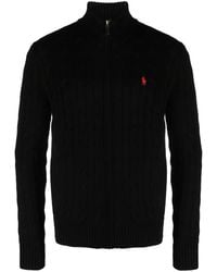 Polo Ralph Lauren - Cardigan En Maille Torsadée À Fermeture Zippée - Lyst